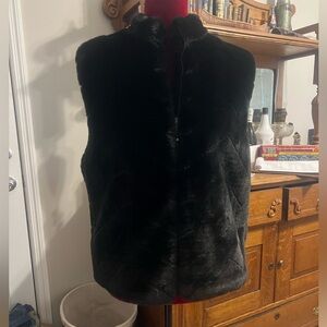 Preston & York Black Faux Fur Vest
